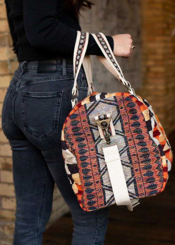 Handmade Ethnic  carpet Bag weekender bag women - The Lotus Wave