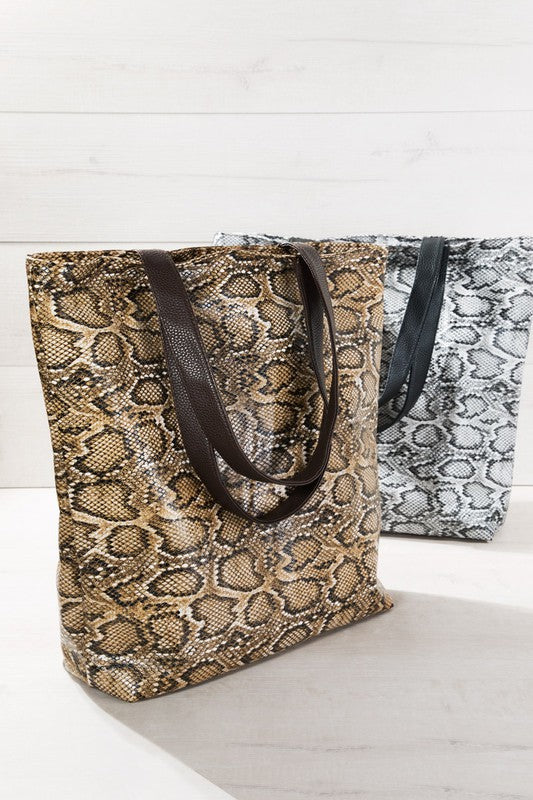 Faux snake skin tote bag shoulder bag - The Lotus Wave