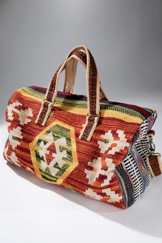 Rustic Brown Boho Chic Navajo Pattern Weekender Duffle Bag - The Lotus Wave