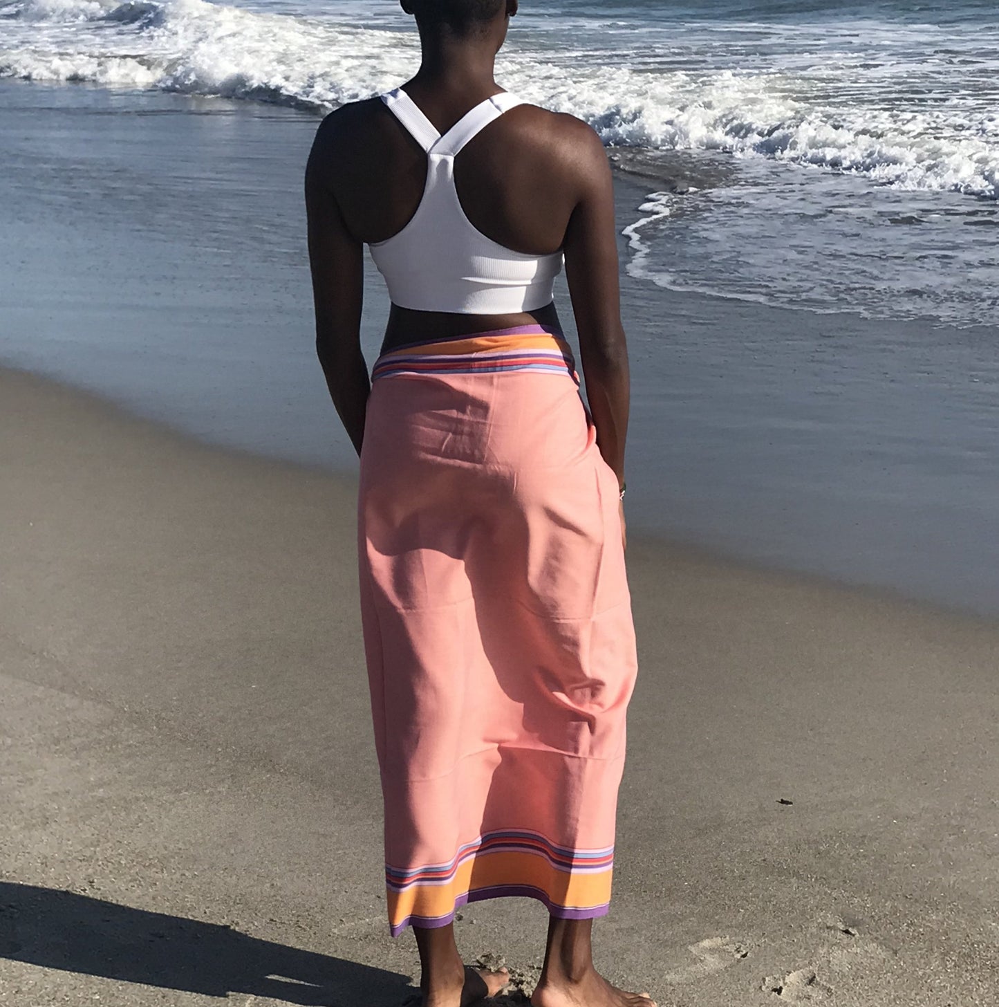 Dark Peach Sarong Beach Wrap cotton African kikoy/ beach cover up / swims suit coverup - The Lotus Wave