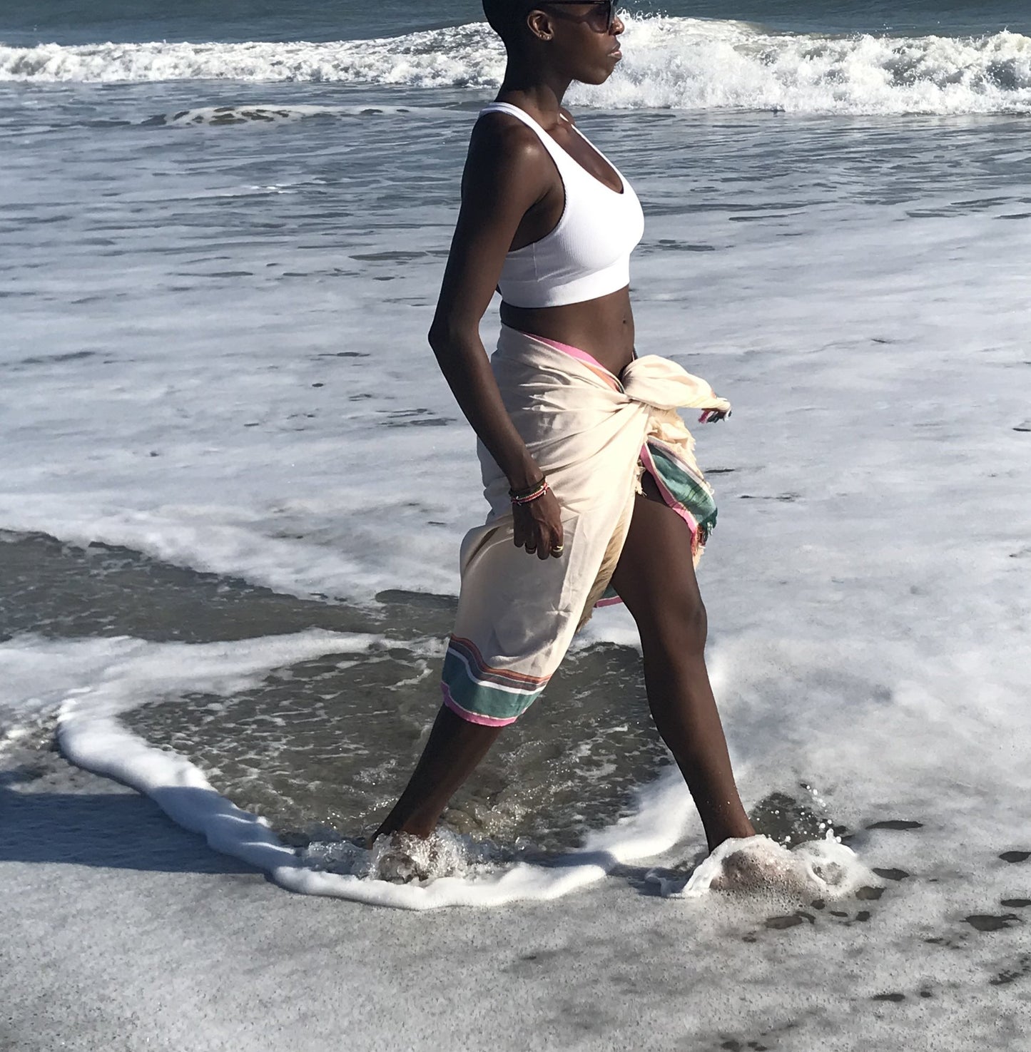 Peach Sarong Beach Wrap cotton African kikoy/ beach cover up / swims suit coverup - The Lotus Wave