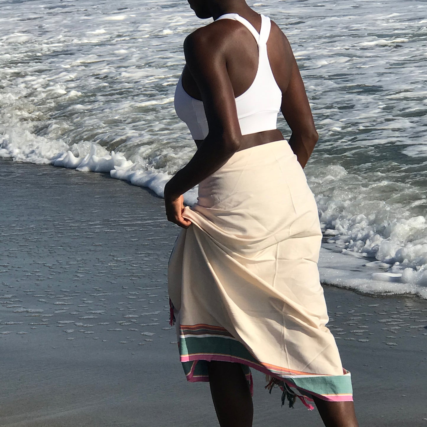 Peach Sarong Beach Wrap cotton African kikoy/ beach cover up / swims suit coverup - The Lotus Wave