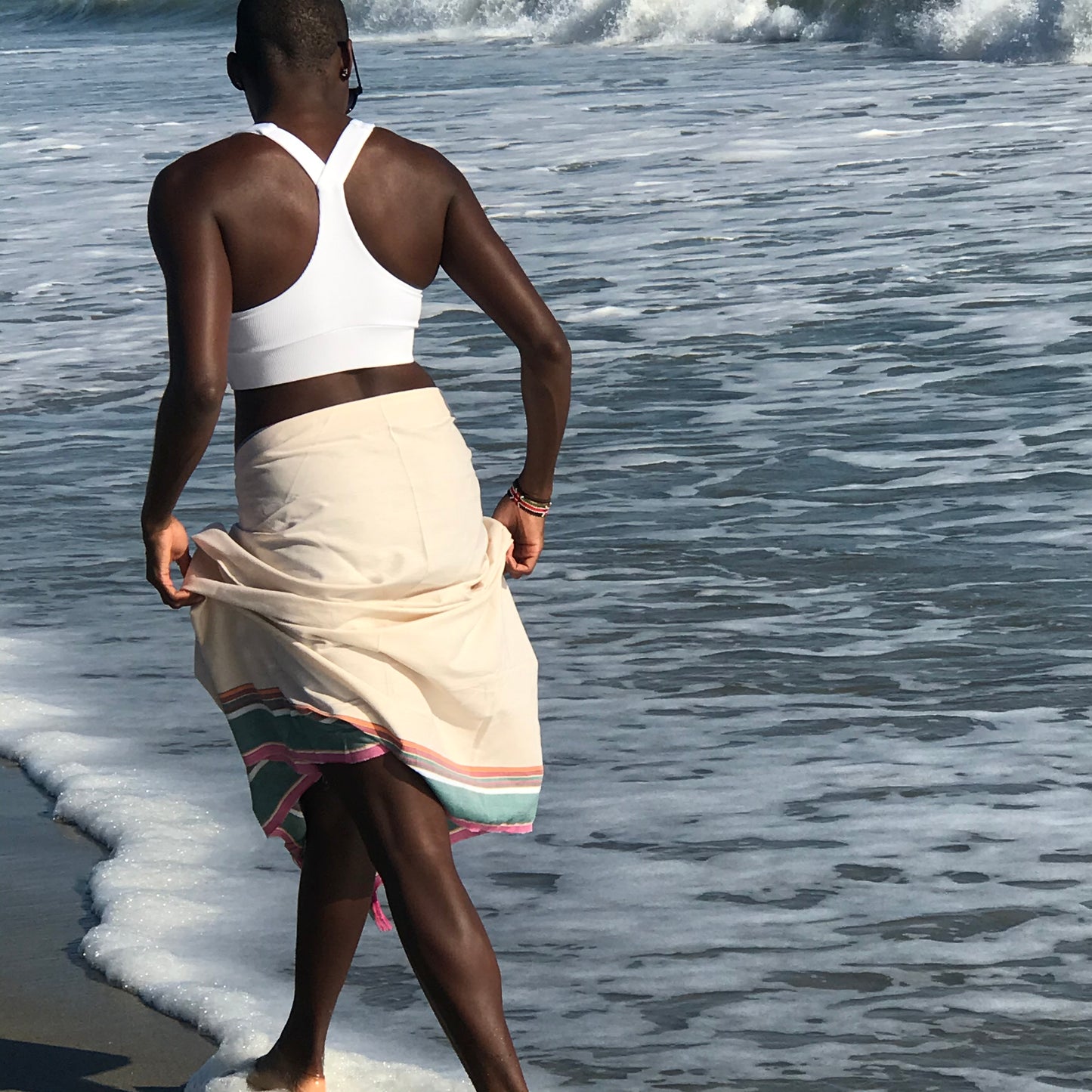 Peach Sarong Beach Wrap cotton African kikoy/ beach cover up / swims suit coverup - The Lotus Wave