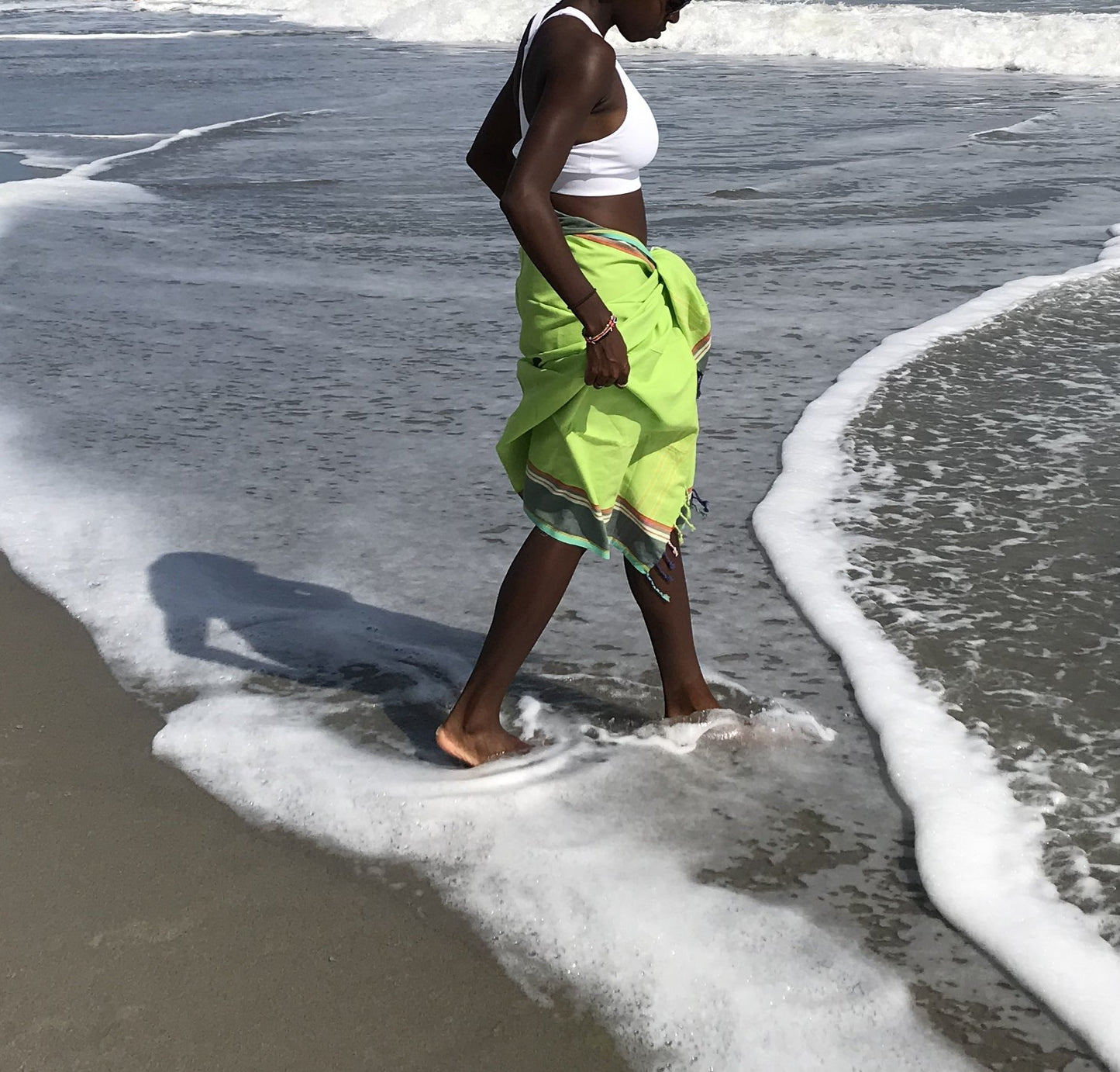 Green Sarong Beach Wrap cotton African kikoy/ beach cover up / swims suit coverup - The Lotus Wave
