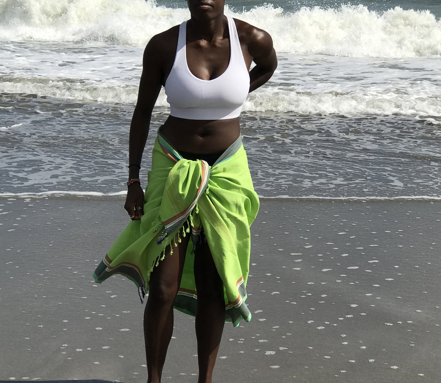 Green Sarong Beach Wrap cotton African kikoy/ beach cover up / swims suit coverup - The Lotus Wave