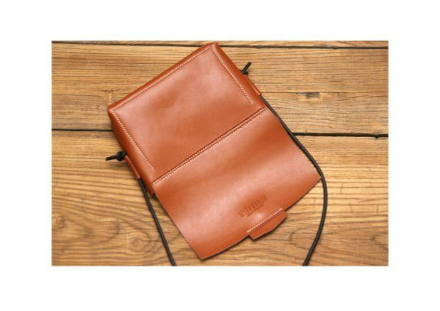Retro vintage handmade custom leather shoulder crossbody bag - The Lotus Wave