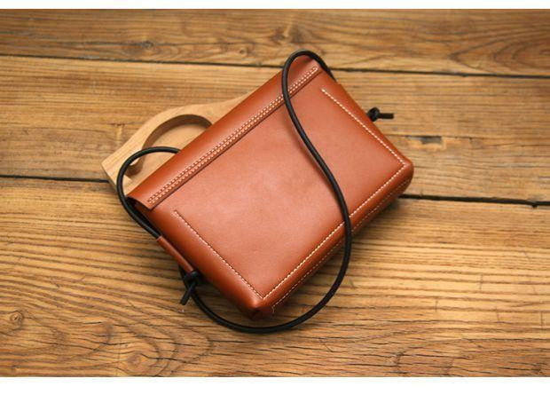 Retro vintage handmade custom leather shoulder crossbody bag - The Lotus Wave