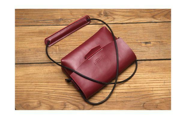 Retro vintage handmade custom leather shoulder crossbody bag - The Lotus Wave