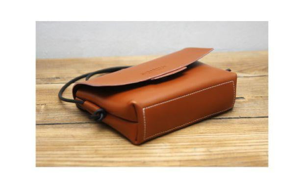 Retro vintage handmade custom leather shoulder crossbody bag - The Lotus Wave