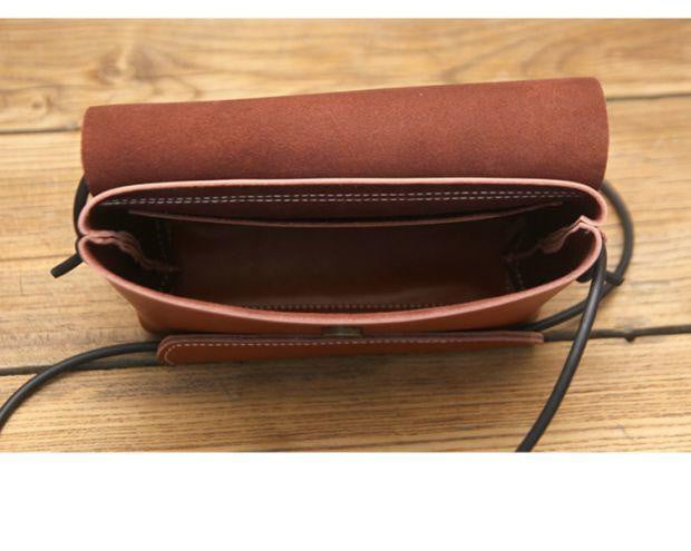 Retro vintage handmade custom leather shoulder crossbody bag - The Lotus Wave