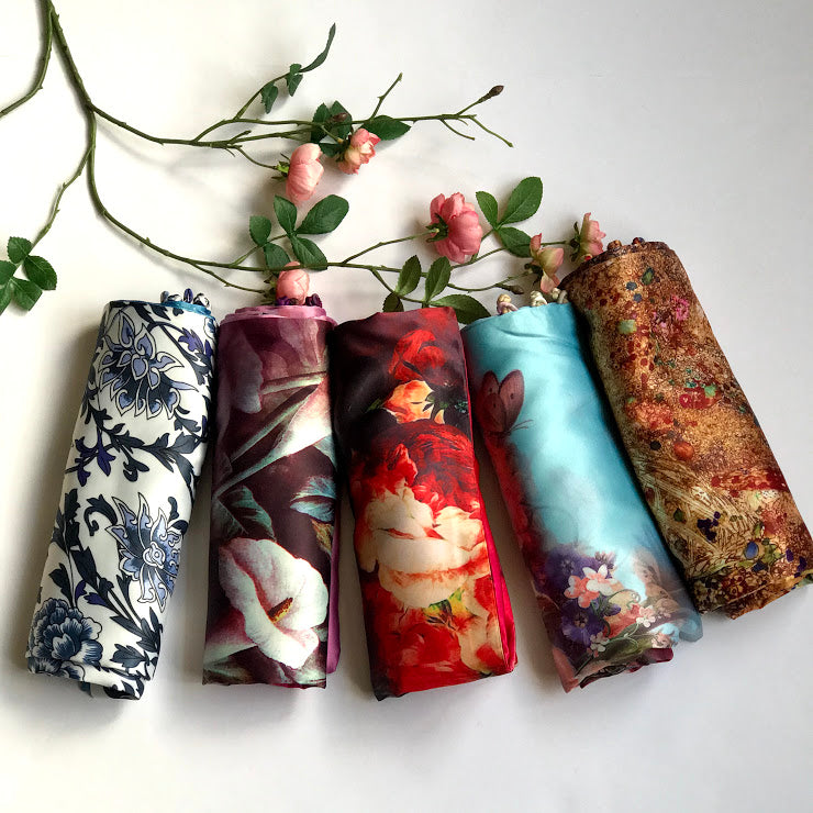 Pink floral 100% Silk Satin smooth soft Long double fabric Scarf with buttons - The Lotus Wave