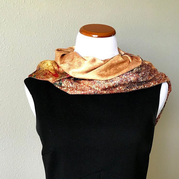 Pink floral 100% Silk Satin smooth soft Long double fabric Scarf with buttons - The Lotus Wave