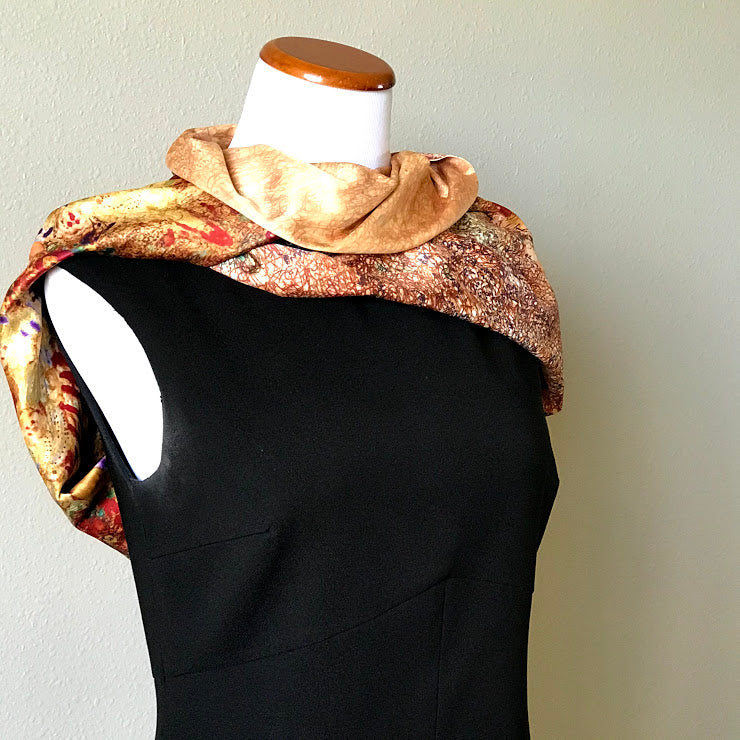 Pink floral 100% Silk Satin smooth soft Long double fabric Scarf with buttons - The Lotus Wave