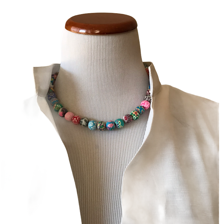 Polymer beads boho necklace - The Lotus Wave