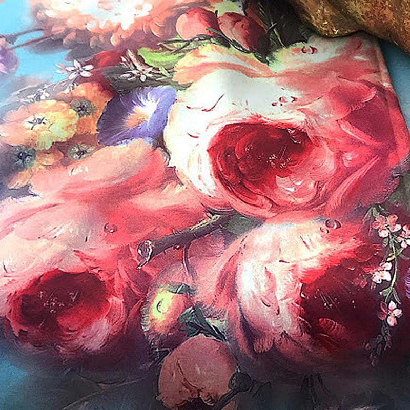 Pink floral 100% Silk Satin smooth soft Long double fabric Scarf with buttons - The Lotus Wave
