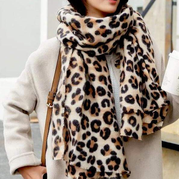 animal leopard print winter warm blanket scarf shawl light color – The  Lotus Wave