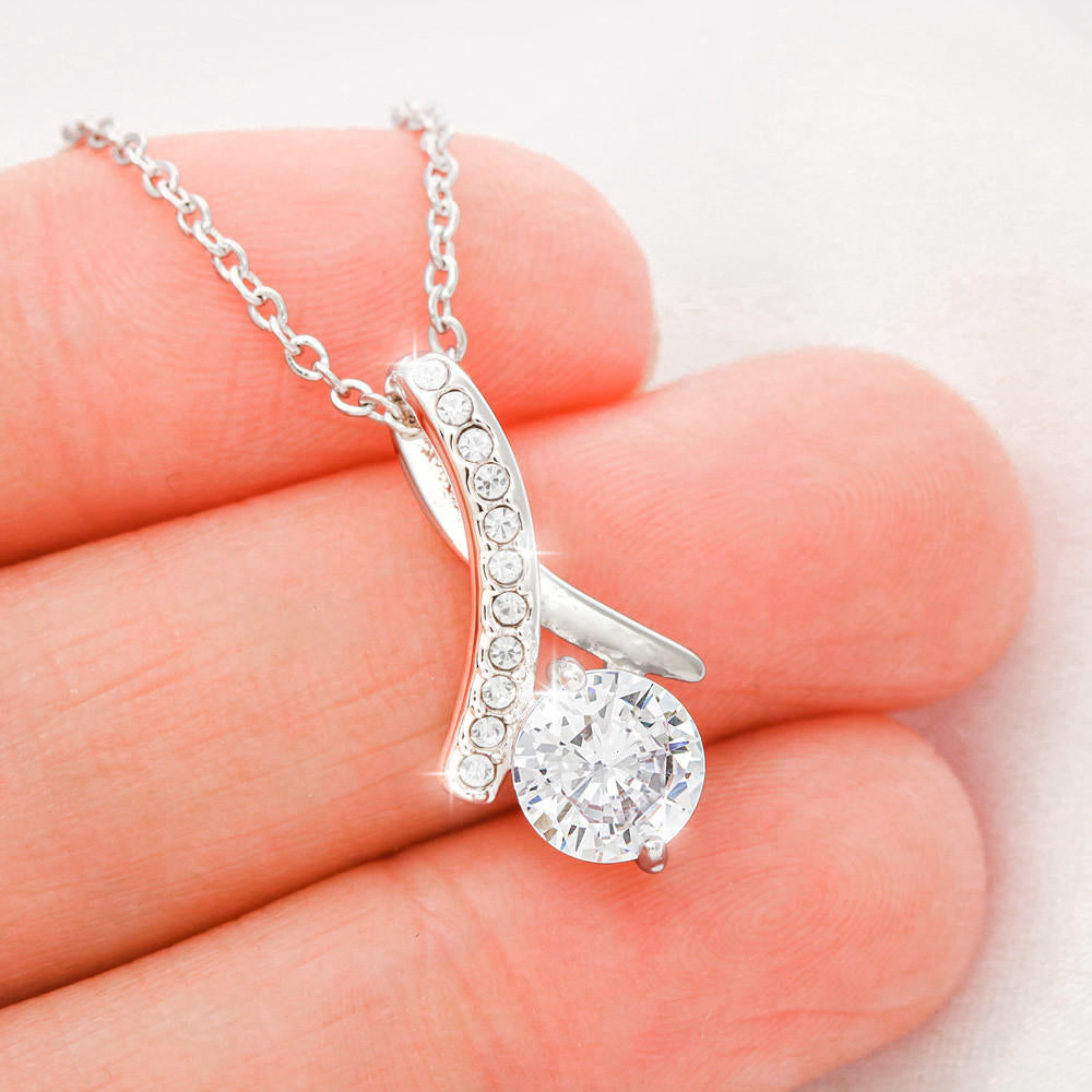 ALLURING BEAUTY necklace petite ribbon shaped pendant mothers day gift - The Lotus Wave
