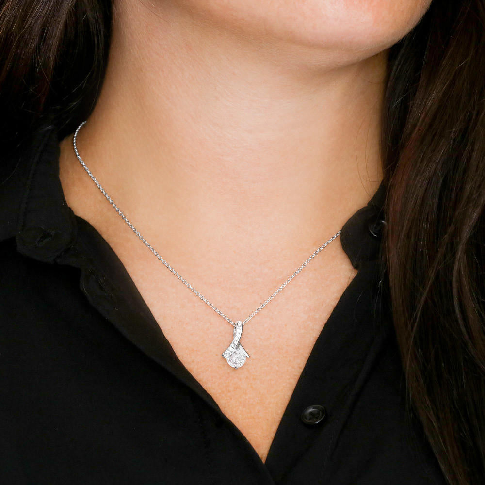 ALLURING BEAUTY necklace petite ribbon shaped pendant mothers day gift - The Lotus Wave