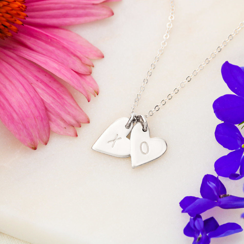 Heart Charms sweet and dainty necklace Sterling Silver .925 or 18K Yellow Gold - The Lotus Wave