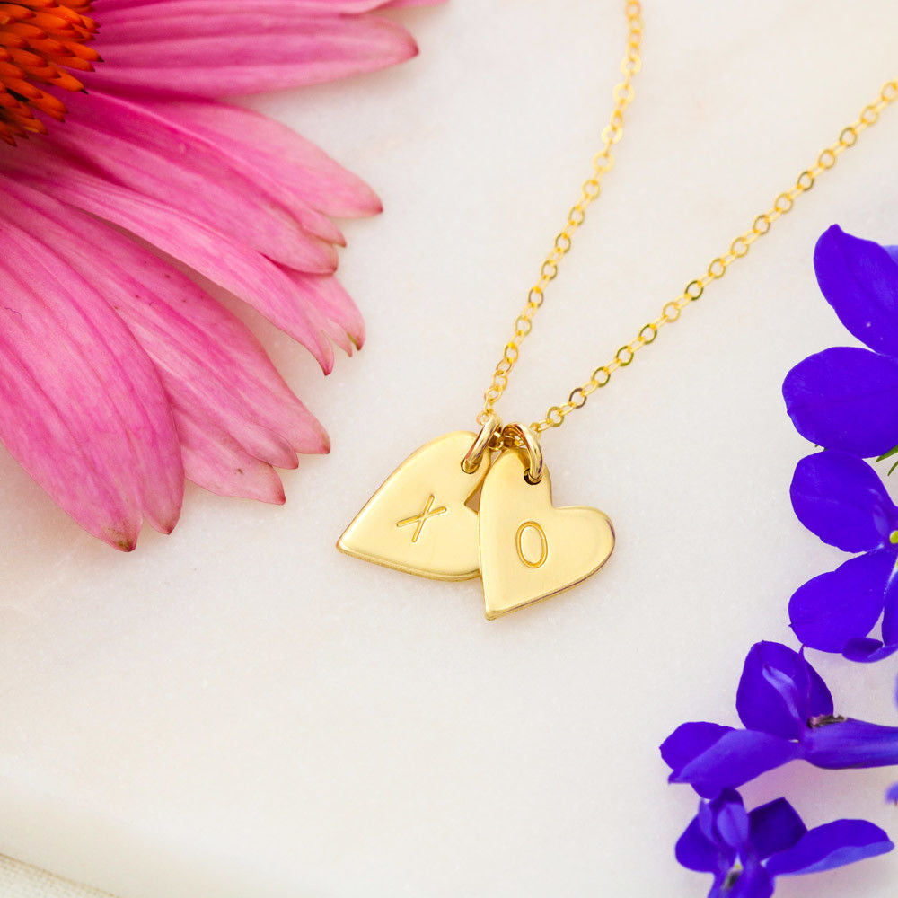 Heart Charms sweet and dainty necklace Sterling Silver .925 or 18K Yellow Gold - The Lotus Wave