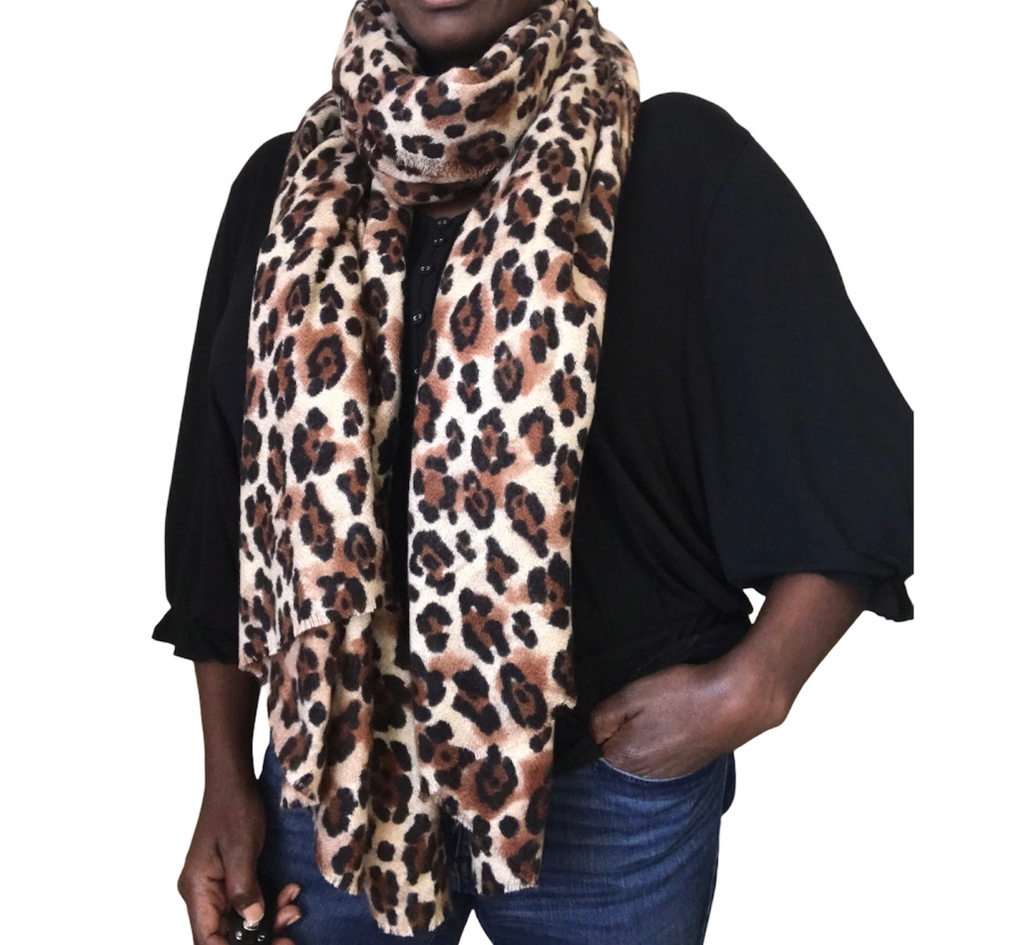 animal leopard print winter warm  blanket scarf shawl light color - The Lotus Wave