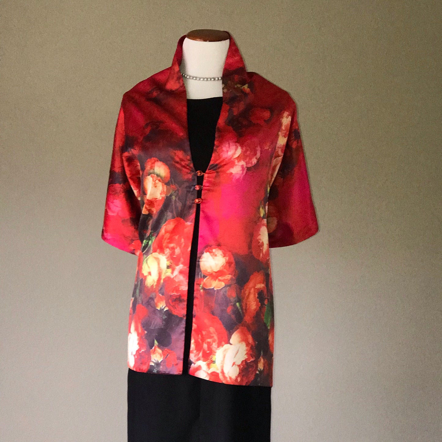 Pink floral 100% Silk Satin smooth soft Long double fabric Scarf with buttons - The Lotus Wave