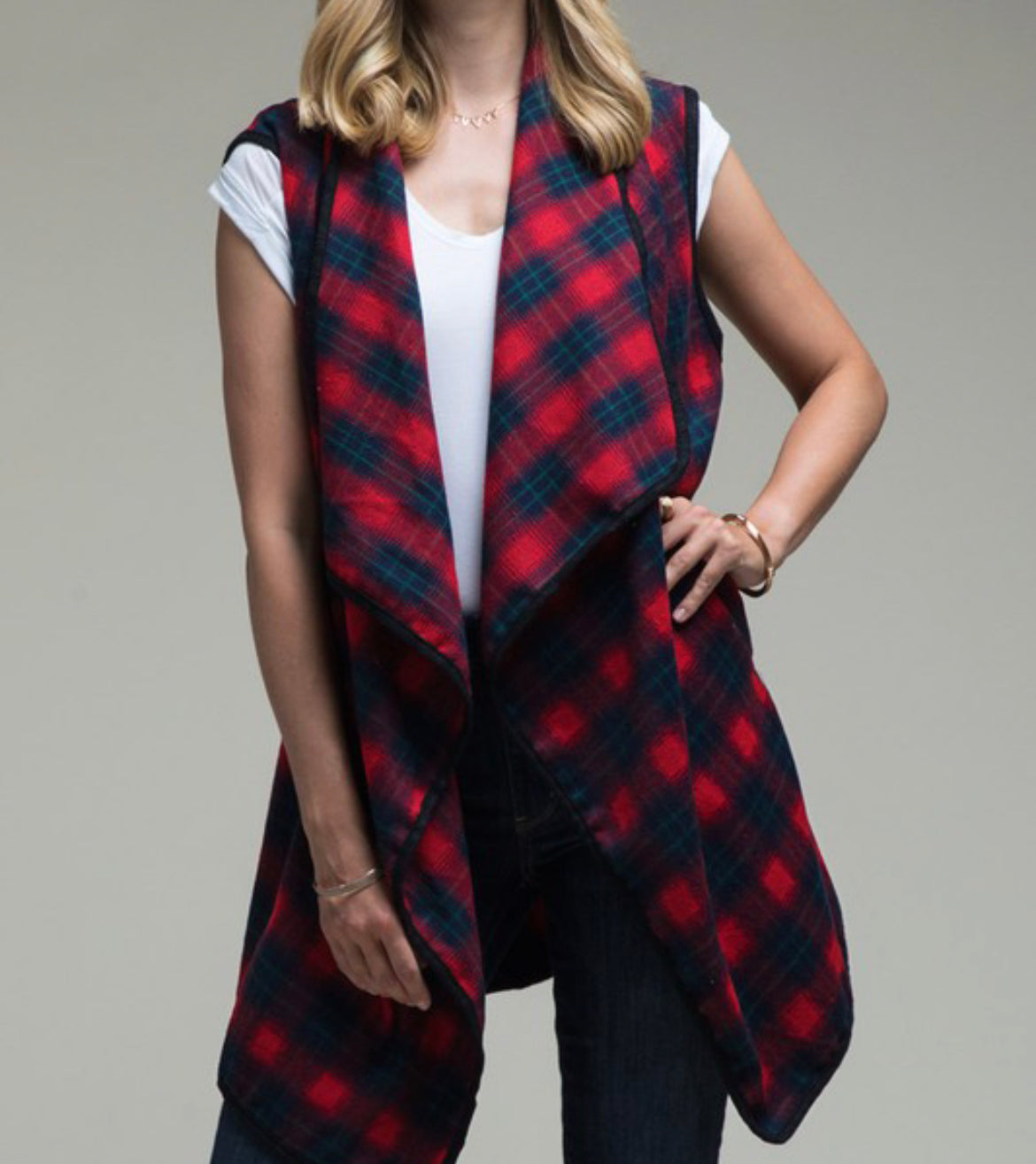 Buffalo Plaid vest Blanket Wrap Warm Tartan Checked Shawl With pockets - The Lotus Wave