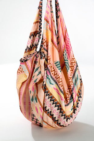 Boho chic summer bag Hippie Hobo shoulder bag / cotton messenger bag - The Lotus Wave