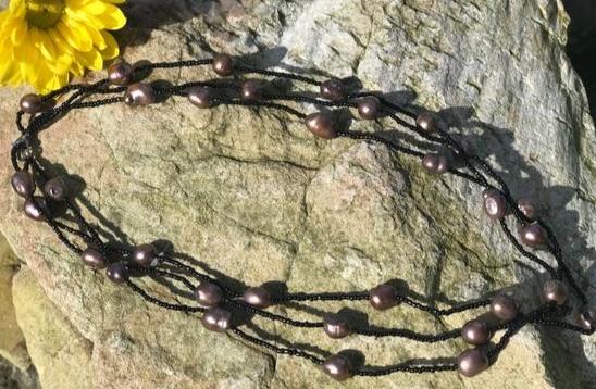3 strand lavender pearl necklace 14 inch - The Lotus Wave