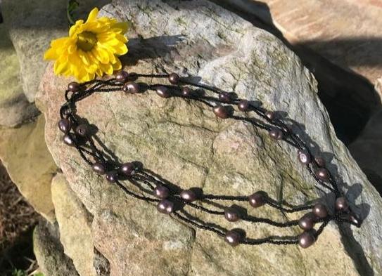 3 strand lavender pearl necklace 14 inch - The Lotus Wave