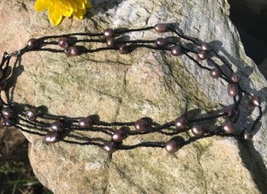 3 strand lavender pearl necklace 14 inch - The Lotus Wave