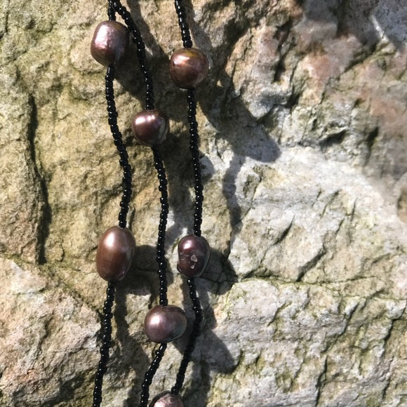 3 strand lavender pearl necklace 14 inch - The Lotus Wave