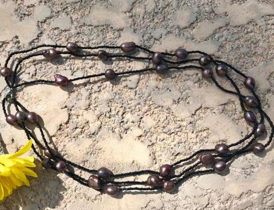 3 strand lavender pearl necklace 14 inch - The Lotus Wave