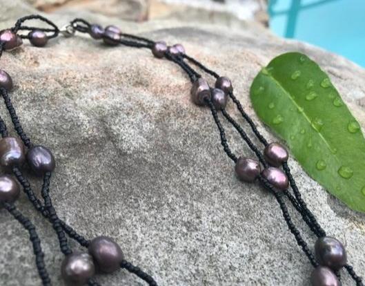 3 strand lavender pearl necklace 14 inch - The Lotus Wave