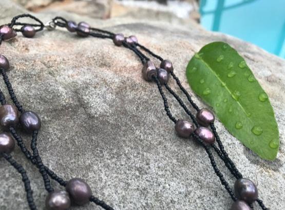 3 strand lavender pearl necklace 14 inch - The Lotus Wave 
