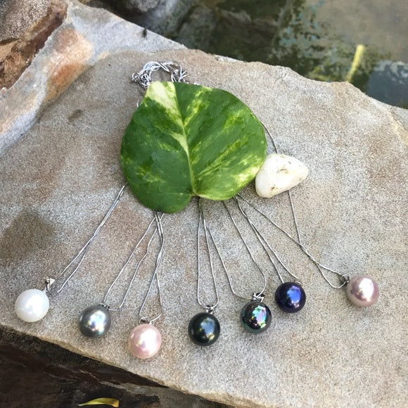 Large lavender mother single pearl silver chain - The Lotus Wave