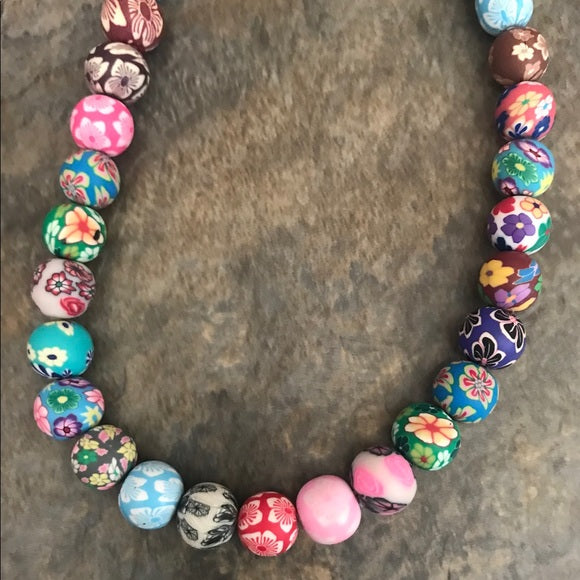 Polymer beads boho necklace - The Lotus Wave