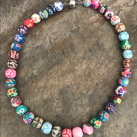 Polymer beads boho necklace - The Lotus Wave