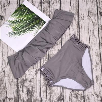 Strapless OFF SHOULDER High Waist Cross Straps Bikini Set Bundle (2 Bikini Set) - The Lotus Wave