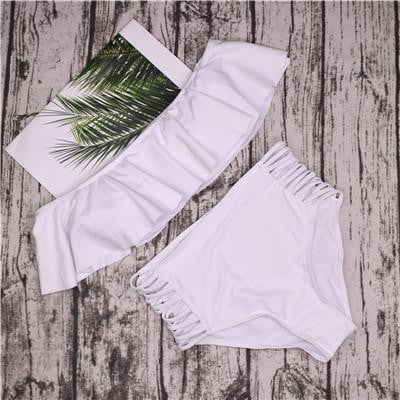 Strapless OFF SHOULDER High Waist Cross Straps Bikini Set Bundle (2 Bikini Set) - The Lotus Wave