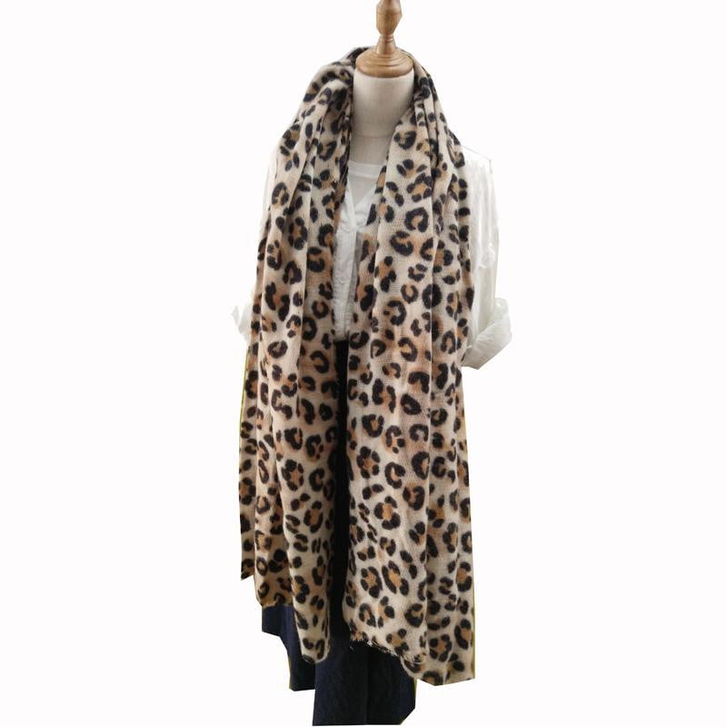 animal leopard print winter warm blanket scarf shawl light color - The Lotus Wave