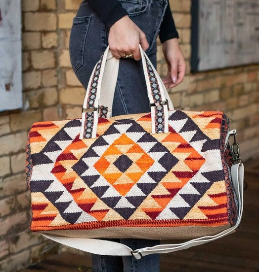 Handmade Ethnic  carpet Bag weekender bag women - The Lotus Wave 