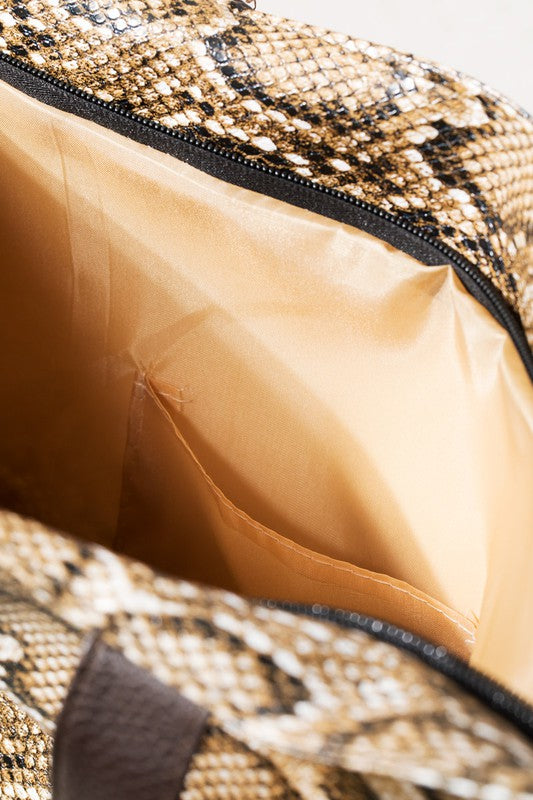 Faux snake skin tote bag shoulder bag - The Lotus Wave 