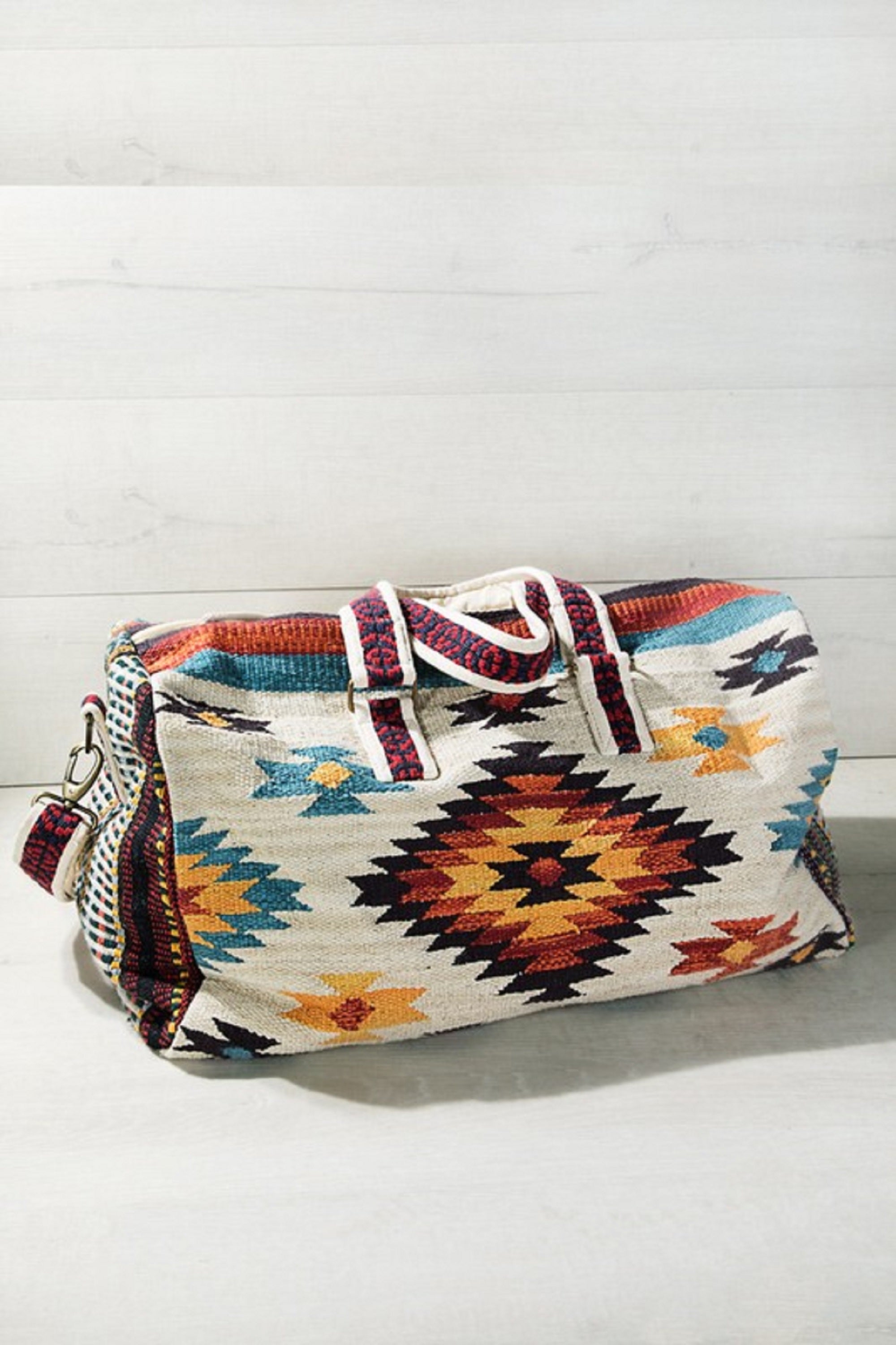 Cream brown Boho Chic Navajo Pattern Weekender Duffle Bag The