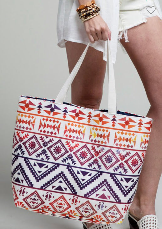 Ethnic Vibrant Tote bag shoulder handbag wristlet set - The Lotus Wave 