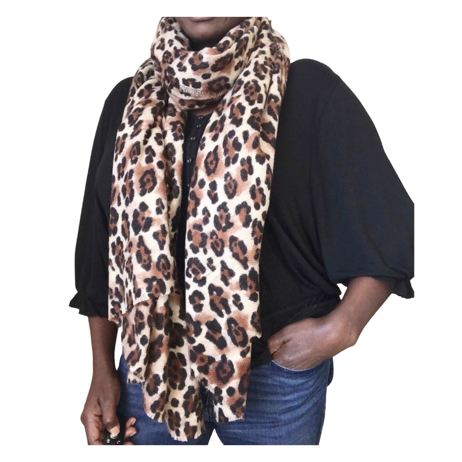 animal leopard print winter warm blanket scarf shawl light color – The  Lotus Wave