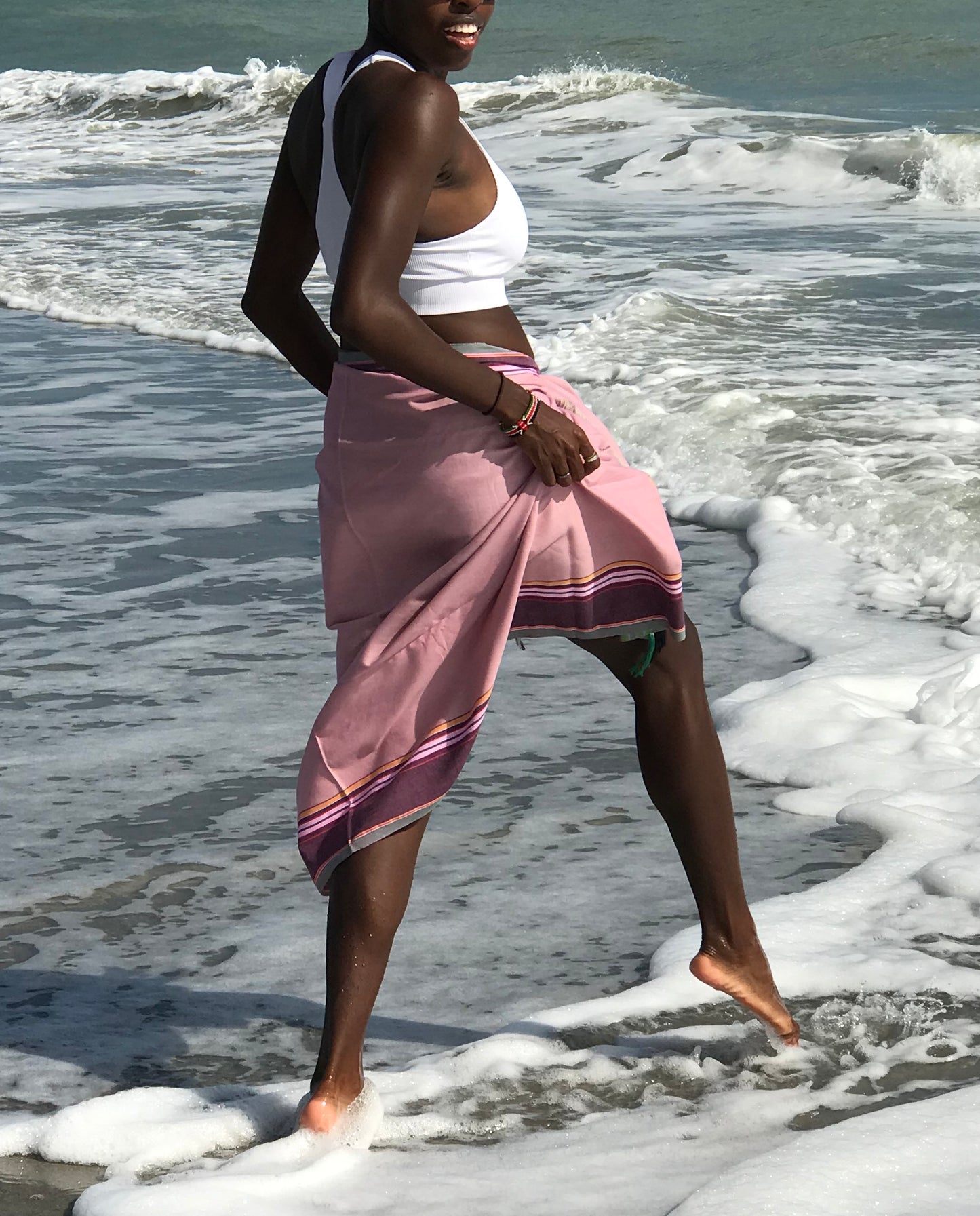 Dark Pink maroon Sarong Beach Wrap cotton African kikoy/ beach cover up / swims suit coverup - The Lotus Wave 
