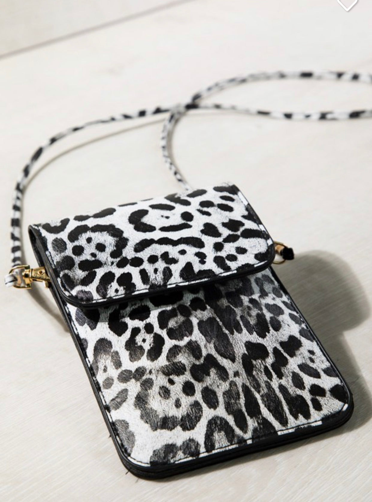 Grey black Leopard Print Cell Phone Crossbody bag - The Lotus Wave 