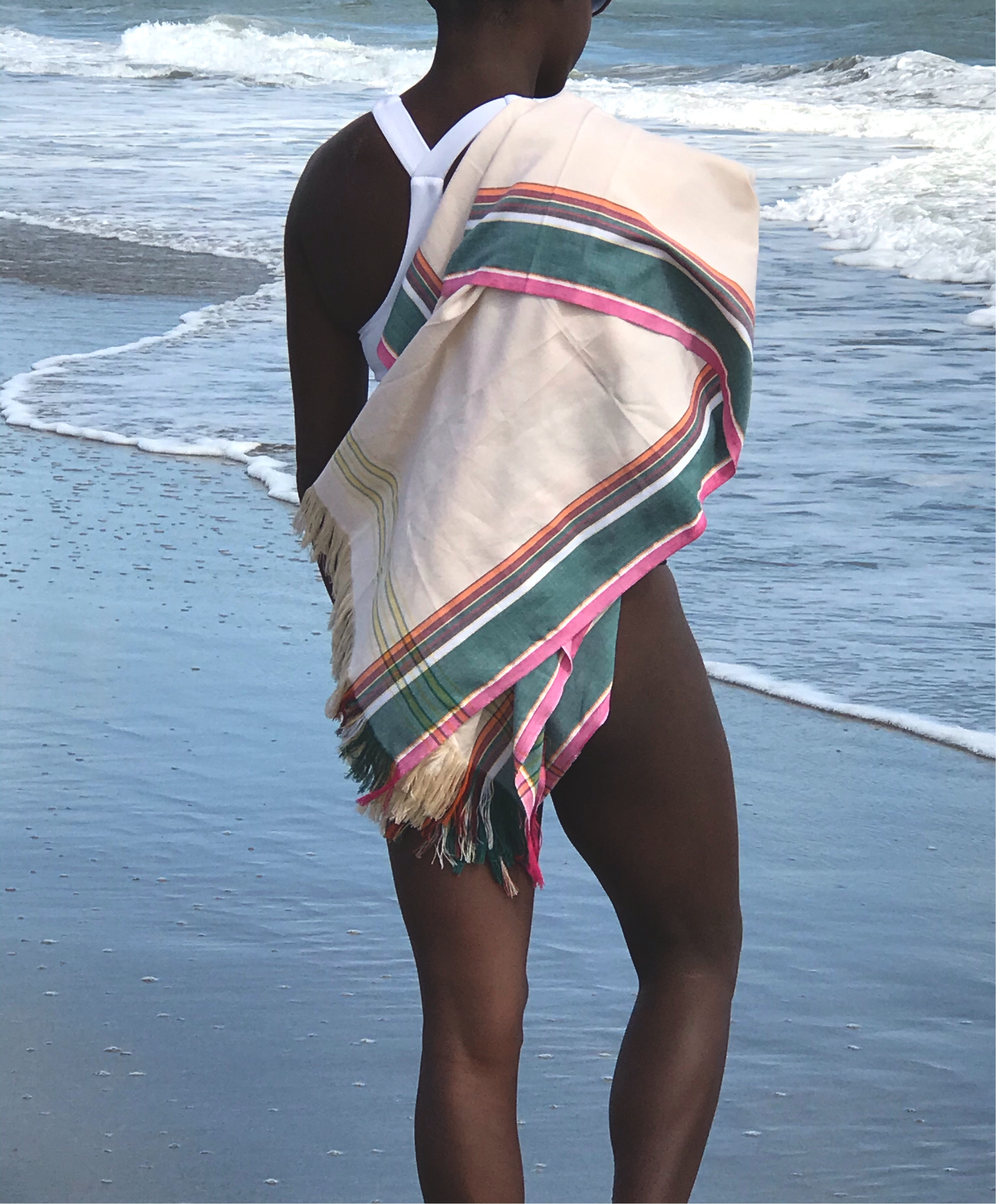 Sarong Beach Wrap cotton African kikoy/ beach cover up / swimssuit coverup - The Lotus Wave 