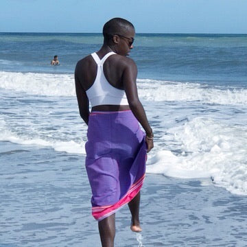 Purple Sarong Beach Wrap cotton African kikoy/ beach cover up / swimssuit coverup - The Lotus Wave 